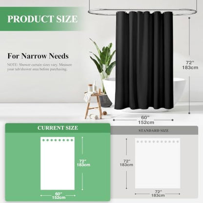 Dynamene Stall Waffle Shower Curtain 256 GSM Heavy Fabric 60x72 Black