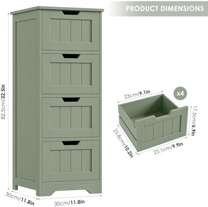 FOTOSOK Bathroom Storage Cabinet with 4 Drawers, Small Bathroom Cabinet