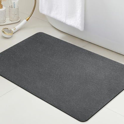 ACCUMTEK Non Slip Bath Mat, Thin Bathroom Rugs Fit Under Door, Quick Dry Bath Mats, Machine Washable Bath Rugs for Bathroom, Bathtub & Kitchen, Charcoal Gray/Upgraded Solid/32 x20