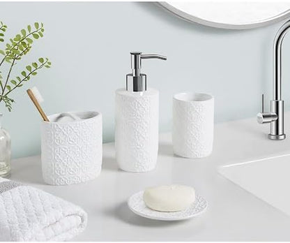 Martha Stewart Tara Bath Accessory Set Medallion, White