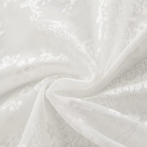 White Lace Stall Shower Curtain 36x72, Vintage with Attached Valance