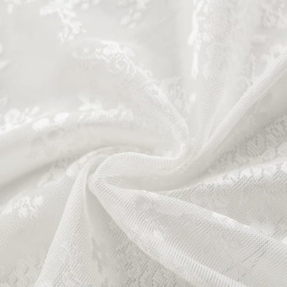 White Lace Stall Shower Curtain 36x72, Vintage with Attached Valance