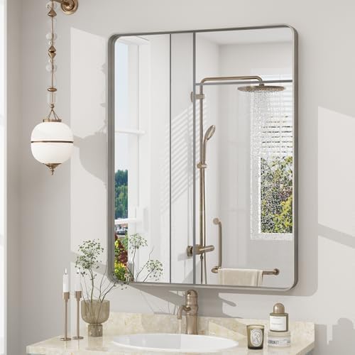 22x30 Inch Silver Brushed Nickel Bathroom Mirror