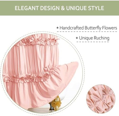 Homechoice Decor Peach Ruffle 72x96 Inch Shower Curtain