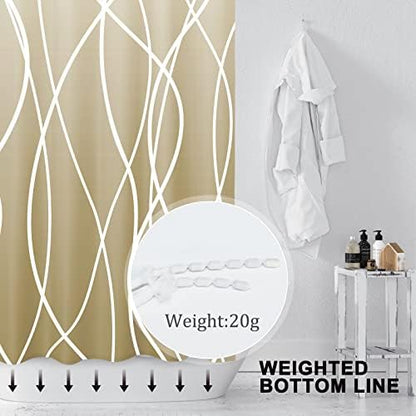 Striped Shower Curtain for Bathroom, Ombre Khaki, 72" W x 72" L