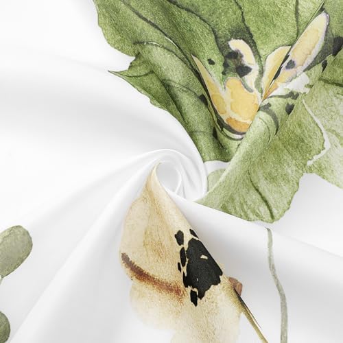 Gibelle Olive Green Beige Watercolor Floral Fabric Shower Curtain, 72x72