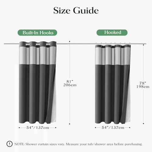 Dynamene Charcoal Grey Hook Free Waffle Shower Curtain & Snap Liner,54x81