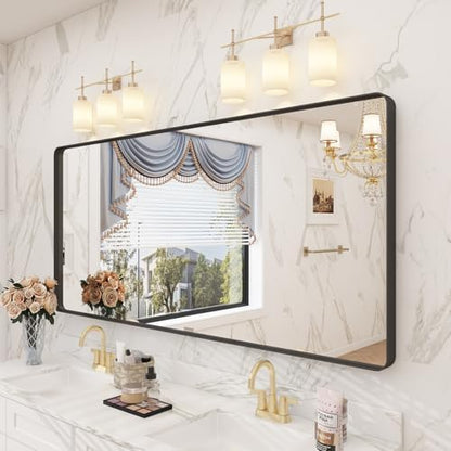 60x28 Black Framed Bathroom Mirror