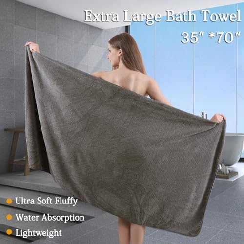 8-Piece Bath Towels Set,2 Oversized Large Bath Towels Sheet,2 Hand Towels and 4 Washcloths - 600 GSM Soft Microfiber Highly Absorbent Quick Dry Shower Towel Collection for Bathroom Hotel and Spa,Brown