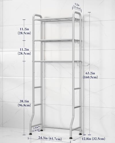 Kitsure Over Toilet Storage Rack, 63.2" H Space-Saving, Holder & Hooks