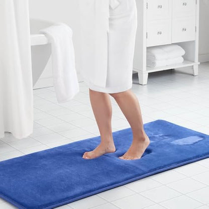 Memory Foam Bath Mat Non Slip Absorbent Super Cozy Velvet Bathroom Rug Carpet (60 inches X 17 inches, Royal Blue)
