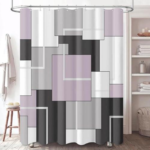 BTTN 72x96 Long Modern Geometric Waterproof Fabric Shower Curtain, Lavender
