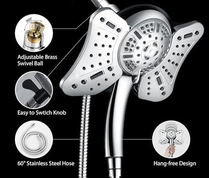 GRICH Shower Head with Handheld Spray - Dual High Pressure Showerhead