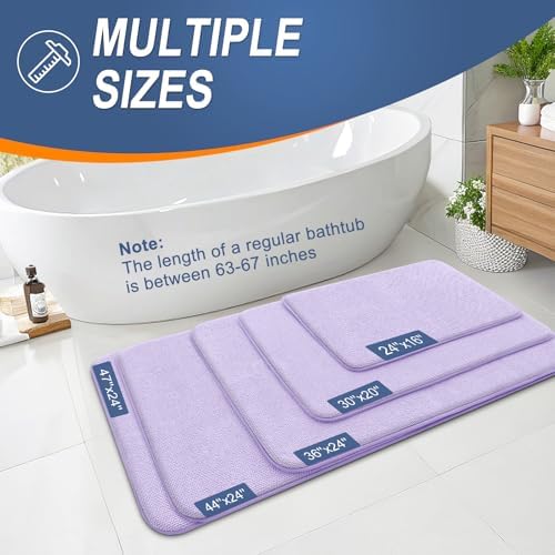 OLANLY Memory Foam Small Bathroom Rugs 24x16, Absorbent Bath Mat, Lavender