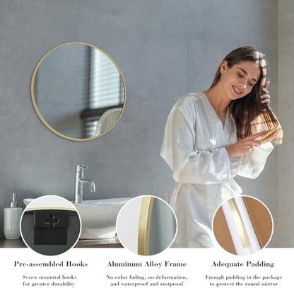 NEWBULIG 20 Inch Round Bathroom Mirror, Wall Mount Vanity Mirror