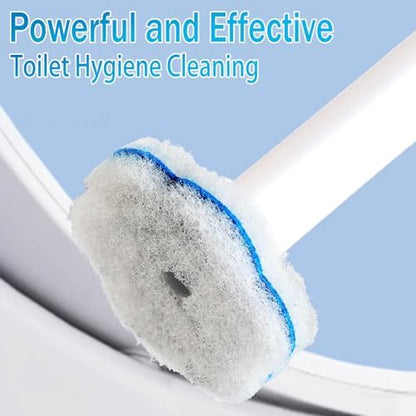 Disposable Toilet Brush and Holder Set 2 Pack，Extended Handle with 54 Cleaner Refills Toilet Brush for Toilet Bowl Cleaners，Bathroom Cleaning，Bathtub，Sink - White