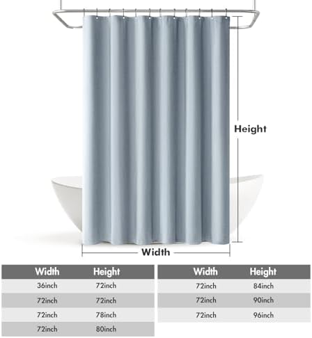 MIULEE Linen Fabric Shower Curtain Light Blue W72*L72 12 Metal Hooks