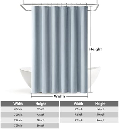 MIULEE Linen Fabric Shower Curtain Light Blue W72*L72 12 Metal Hooks