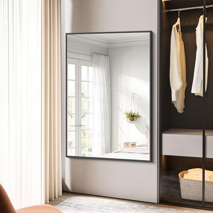 BONEWEI Bathroom Mirror,55x36 inch Large Wall Mirror for Bathroom Wall Mounted Black Rectangle Corner Mirrors,Black Bathroom Mirror for Living Room,Farmhouse,Bedroom Entryway,Horizontal/Vertical