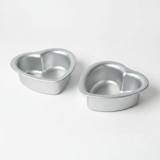 Heart Shaped Cake Pans, 4 × 2 Inch, Set of 2 | Aluminum, Wedding & Party Use, Bread & Chocolate Baking