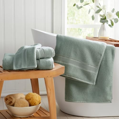 Springtree Home Luxury Bamboo Rayon Bath Towel Set | 4-Pack | Eucalyptus