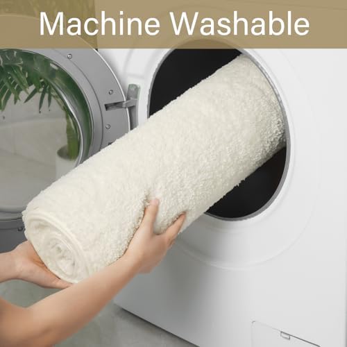 LOCHAS Bathroom Rugs 36x24 Inch, Microfiber Bath Rug Non Slip, Cream White