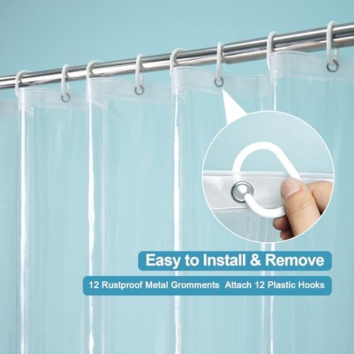 EurCross72 x 88 inch Long Shower Curtain Liner with 5 Magnets,Heavy & Clear
