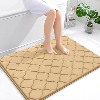 OLANLY Memory Foam Bath Mat Rug 40x32, Ultra Soft Bathroom Rugs, Beige