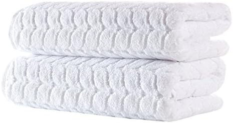 BAGNO MILANO Turkish Cotton Bath Towels, Hand Towels - Soft Plush Jacquard Collection Luxury Towels Set (White, Bath Towel Set of 2)