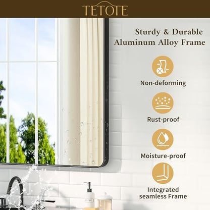 TETOTE Black Bathroom Mirror 30 x 30 Matte Black Metal Framed Vanity Mirror, Tempered Glass, Wall Mounted for Bathroom, Entryway, Bedroom, Living Room(Horizontal/Vertical)