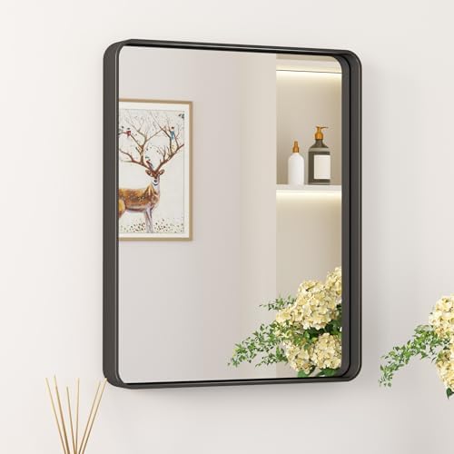 Keonjinn 16 x 20 Inch Black Bathroom Mirrors for Over Sink, Tempered Glass