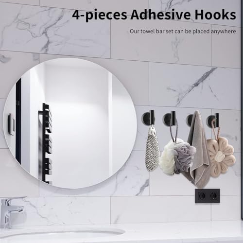 Newfun 10-Pieces Matte Black Bathroom Hardware Set 24 Inch
