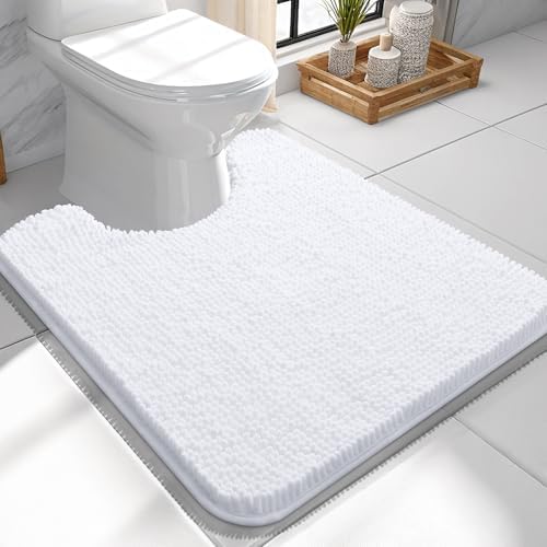 OLANLY Toilet Rugs U-Shaped 24x24, Soft Absorbent Chenille Contour Rugs