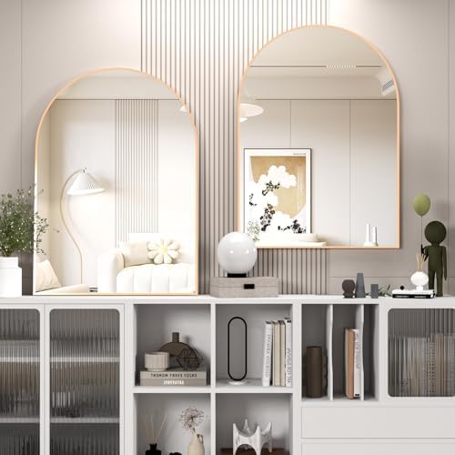 Arched Wall Mirror for Bathroom, 30"x40" Arched Mirror Wall Mounted Mirror with Metal Frame, Gold Vanity Mirror Decor for Mantle, Bedroom, Entryway, Living Room