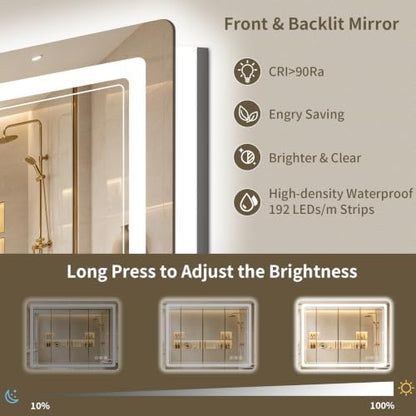 36"x36" LED Bathroom Mirror with Lights, Backlit + Front Lit, Anti-Fog, Lighted Bathroom Mirror for Wall, HD Shatterproof Tempered Glass, Dimmable, Memory Function (Horizontal/Vertical)
