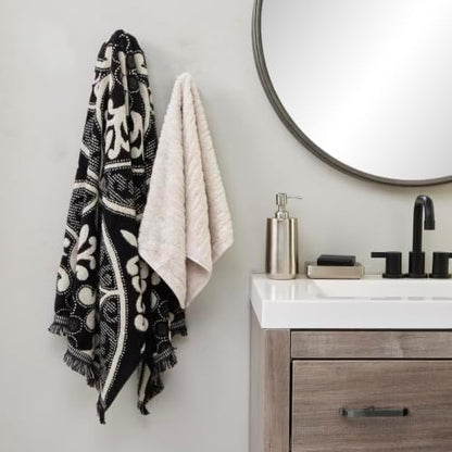 SKL Home CloudSoft/Amherst Medallion Bath Towel Set-6pc, Oatmeal/Black