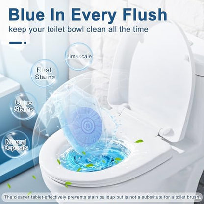 Msvvko Toilet Bowl Cleaners, Automatic Toilet Bowl Cleaner Tablets Blue Gel Powerful Clean, Septic Safe Toilet Tank Cleaner, Bathroom Deodorizer & Prevent Stain, Fresh Scent-10 PACKS