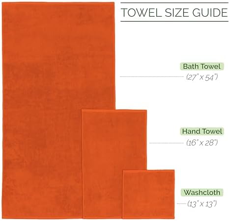 Elegant Comfort 100% Turkish Cotton Corduroy Ribbed Luxury Bath Towels 6-Piece Set, Premium Feel - Quick Dry, Highly Absorbent, Contains 2 Bath Towels, 2 Hand Towels, and 2 Washcloths, Orange