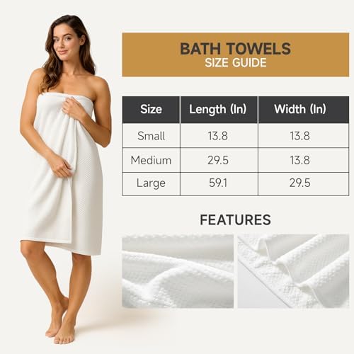 REDKISS Ultra Soft 6 Piece Towel Set, Premium White Towels for Bathroom, Highly Absorbent, Quick Dry, Lightweight Bath Towels Set Collection, Includes 2 Bath Sheets, 2 Hand Towels, 2 Washcloths