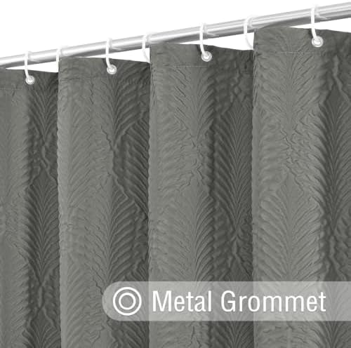 Gibelle Grey Shower Curtain for Bathroom, 3D Embossed Textured Fabric Shower Curtain, Modern Farmhouse Chic Soft Cloth Shower Curtain Set, 72x72