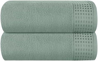 GLAMBURG 100% Cotton Oversized 2 Pack Bath Sheets 35x70, Ultra Soft Highly Absorbant Compact Quickdry & Lightweight Large Bath Sheet Set, Ideal for Gym Travel Camp Pool - Jade