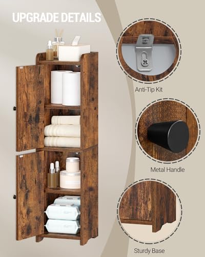 Hzuaneri Bathroom Storage Cabinet, Small Corner Floor Cabinet with 2 Doors