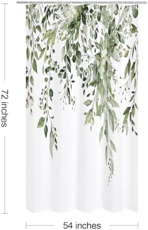 Gibelle Olive Green Eucalyptus Shower Curtain, Floral Print, 54x72