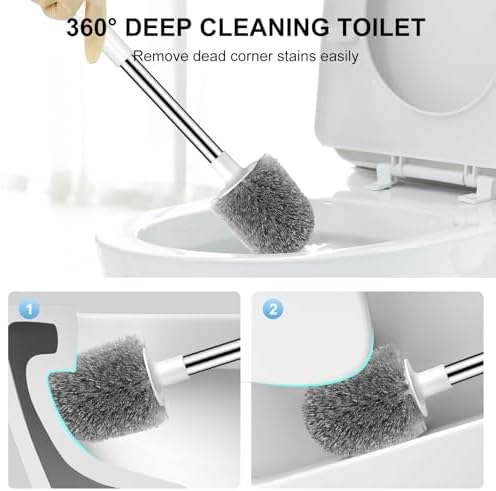 SetSail Toilet Brush 3 Pack Toilet Bowl Brush and Holder Toilet Cleaner Brush with Nylon Bristles Ventilated Toilet Brushes for Bathroom with Holder for Toilet Scrubber Cleaning, Pure White