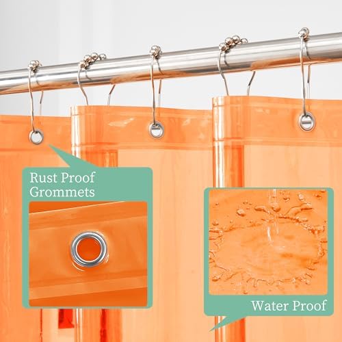 Mrs Awesome Clear Orange Shower Curtain Liner with 3 Magnets, 72x72