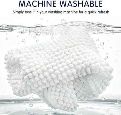 SUBRTEX Bathroom Rugs, 24" x 60" Chenille Bath Rug Soft Short Plush Bath Mat Soft Shower Mat Water Absorbent Shower Mat Quick Dry Machine Washable, White