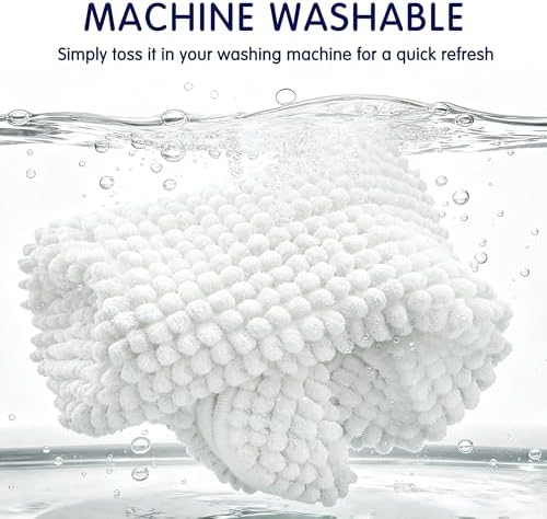 SUBRTEX Bathroom Rugs Chenille Bath Rug Soft Short Plush Bath Mat Soft Shower Mat Water Absorbent Shower Mat Quick Dry Machine Washable(White,18" x 24")