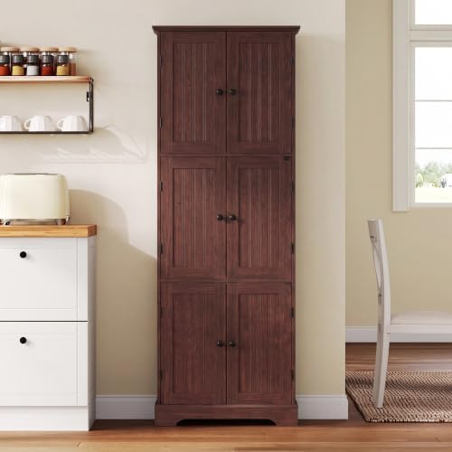ChooChoo 63.2" Tall Bathroom Storage Cabinet with 6 Doors