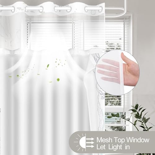 No Hook Shower Curtain and Liner Set, Brown Beach Coastal 71x74