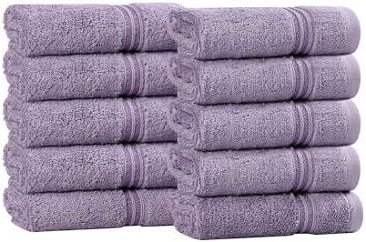 Superior Egyptian Cotton 10-Piece Face Towel Set , Small Towels For Facial, Spa, Quick Dry, Absorbent Towels, Bathroom Accessories, Guest Bath, Home Essentials, Washcloth, Airbnb, Royal Purple